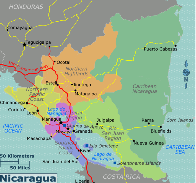 Nicaragua Regions Map 768x718 